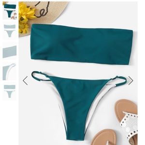 Teal Bandeau with Tanga Cheeky Bikini